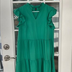 Never worn SHEIN Green Ruffle Sleeve Dress, Size L